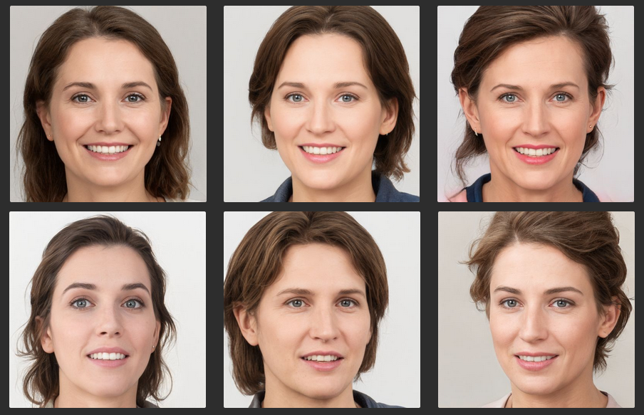 Ai-generated faces examples row 1