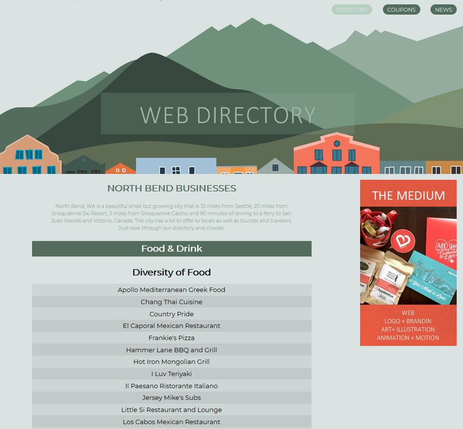 Mockup Web Directory home page